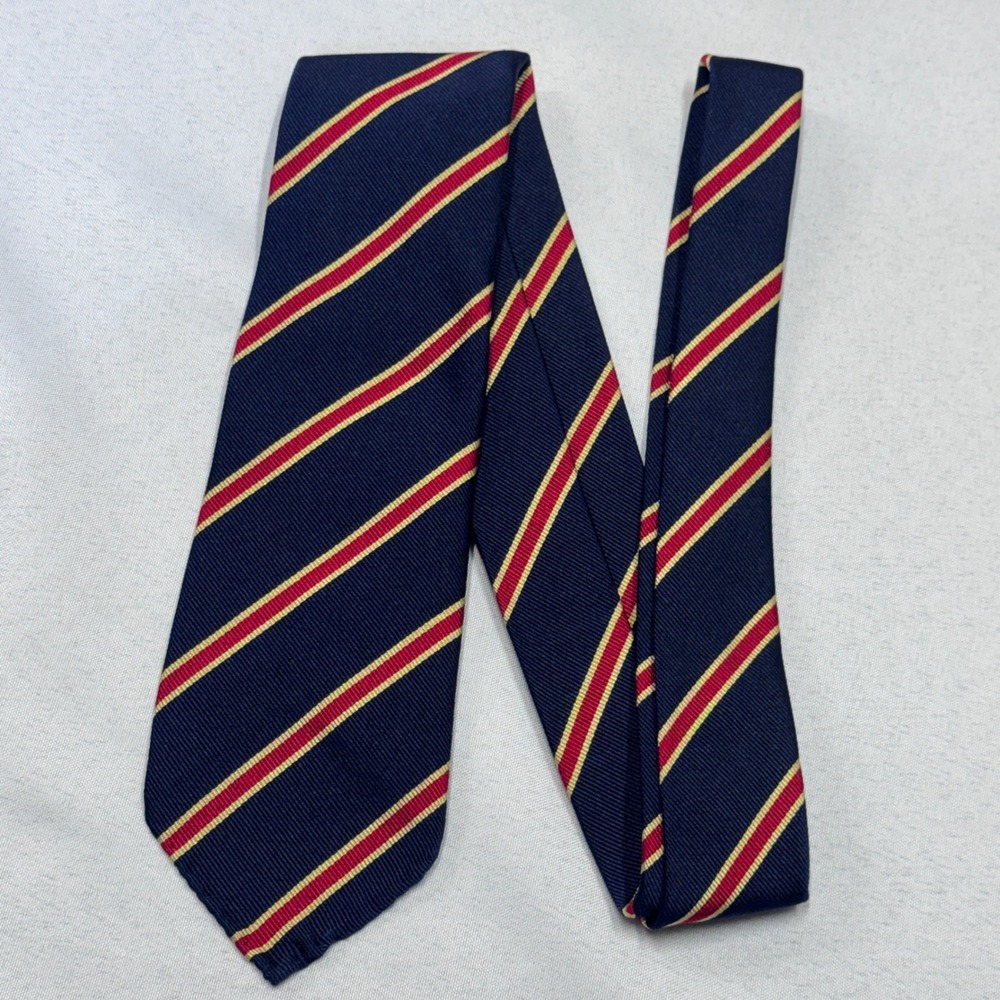 Sid Mashburn Petronius 1926 Tie Mens OS Navy Blue Red Gold Silk Repp Stripe Ivy